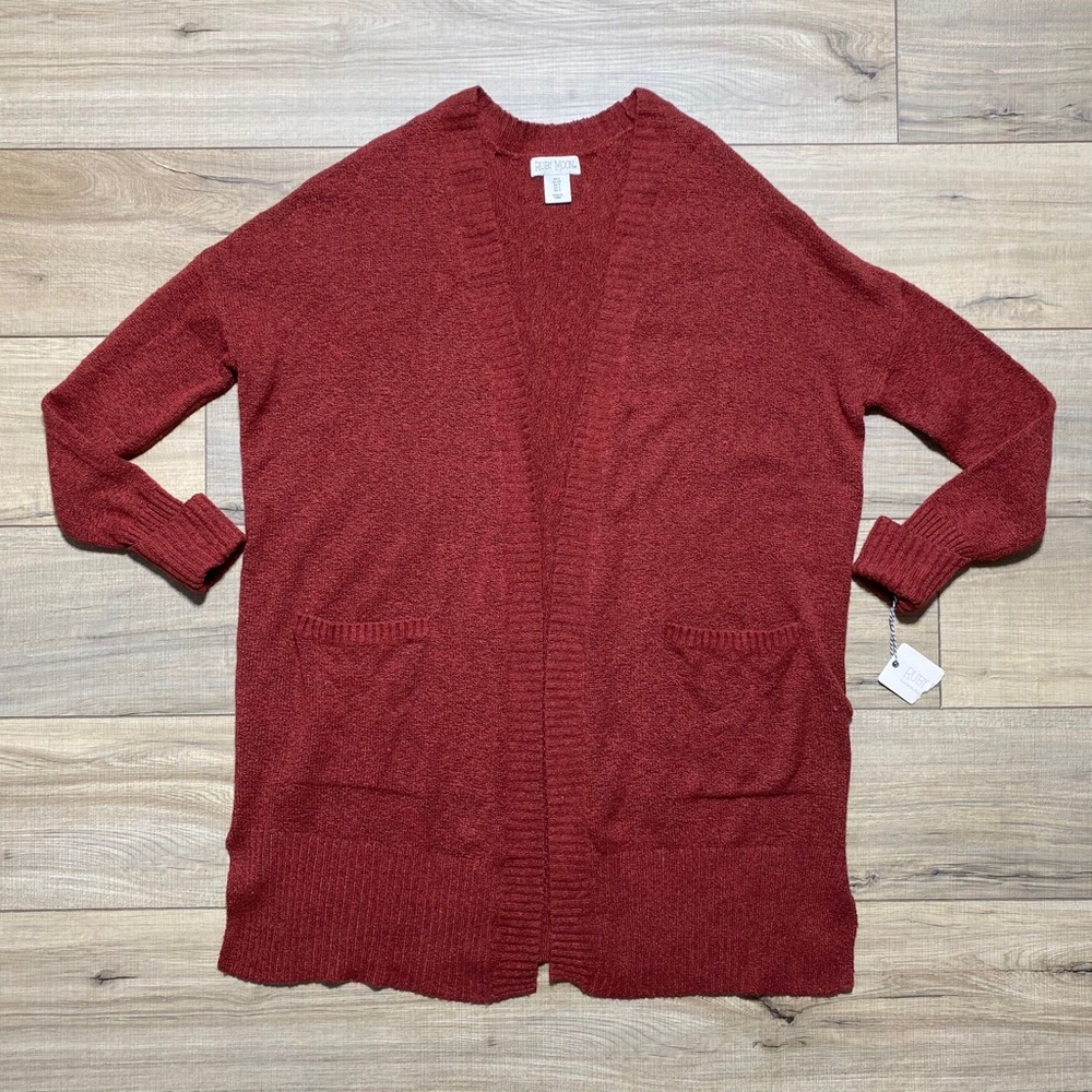 Ruby Moon Womens Long Sleeve Open‎ Front Cardigan Sweater Size Small Red/Orange